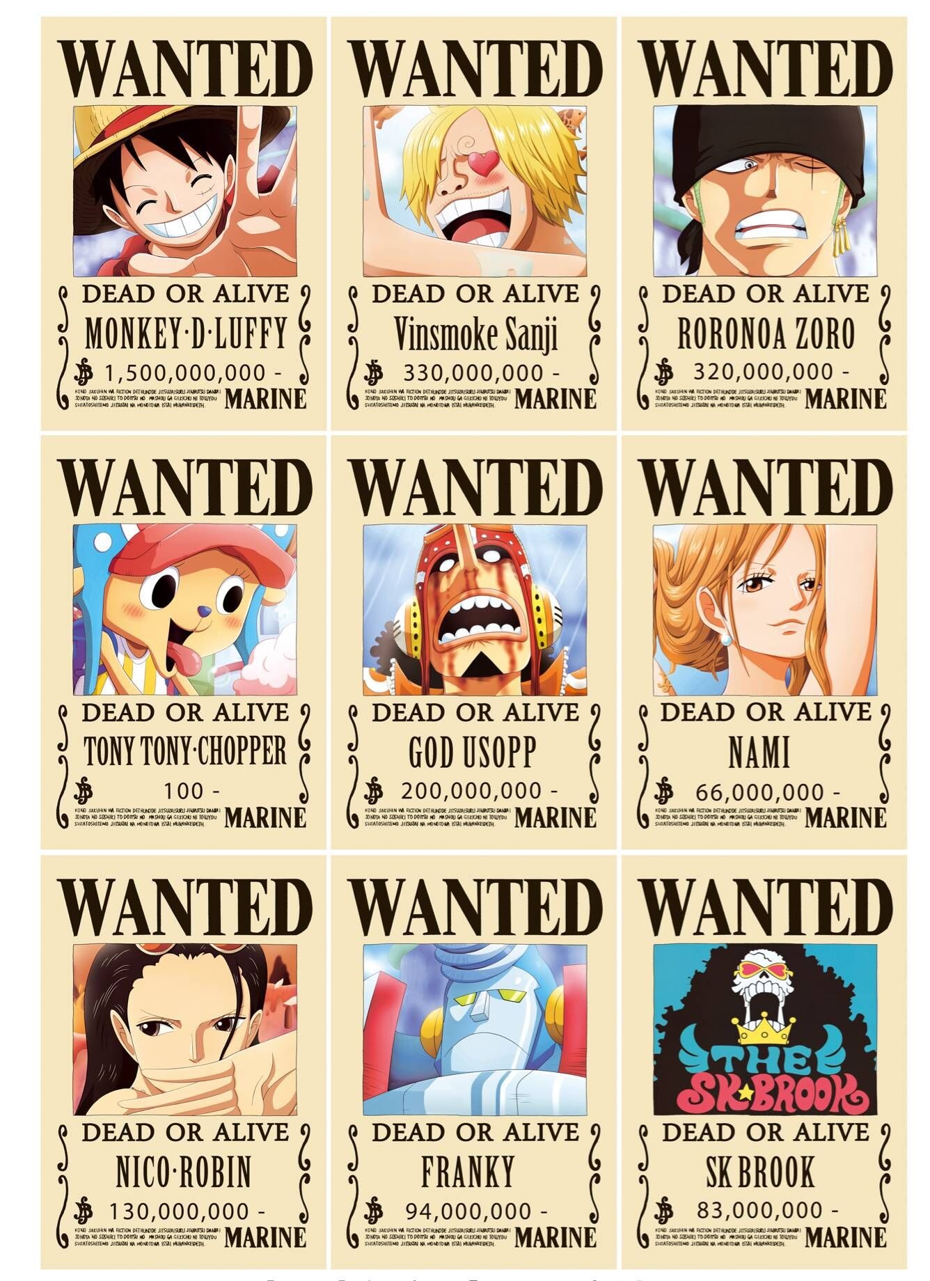 Bộ Poster One Piece Truy Nã Wanter - Tanoshii Shop